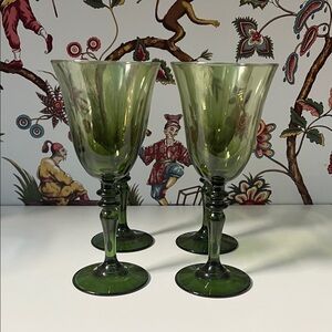 Set of Green Wine Glasses